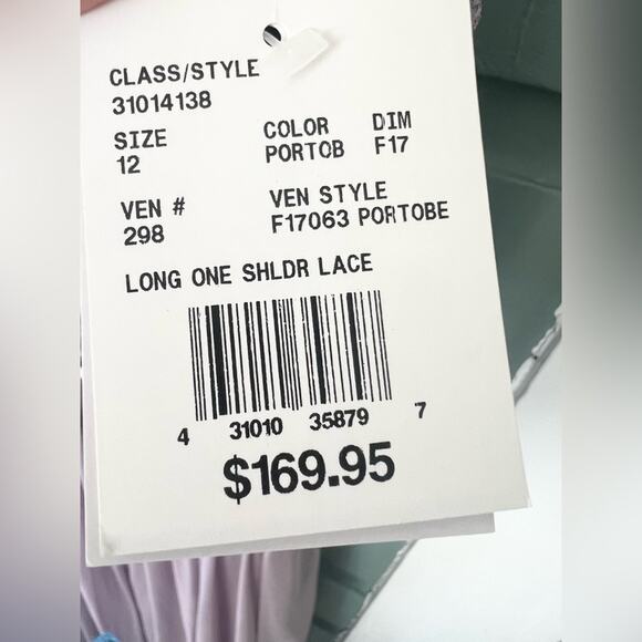 David’s bridal NWT lace one shoulder dress gown portobello purple bridesmaid 12 - Picture 4 of 9